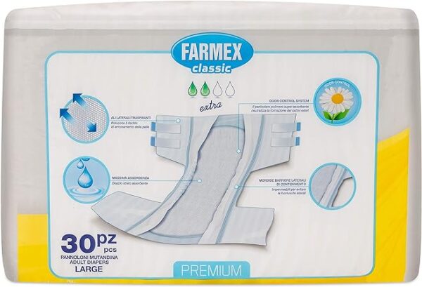 Farmex - Pannolone PREMIUM per Incontinenza per Adulti - 30 Pezzi